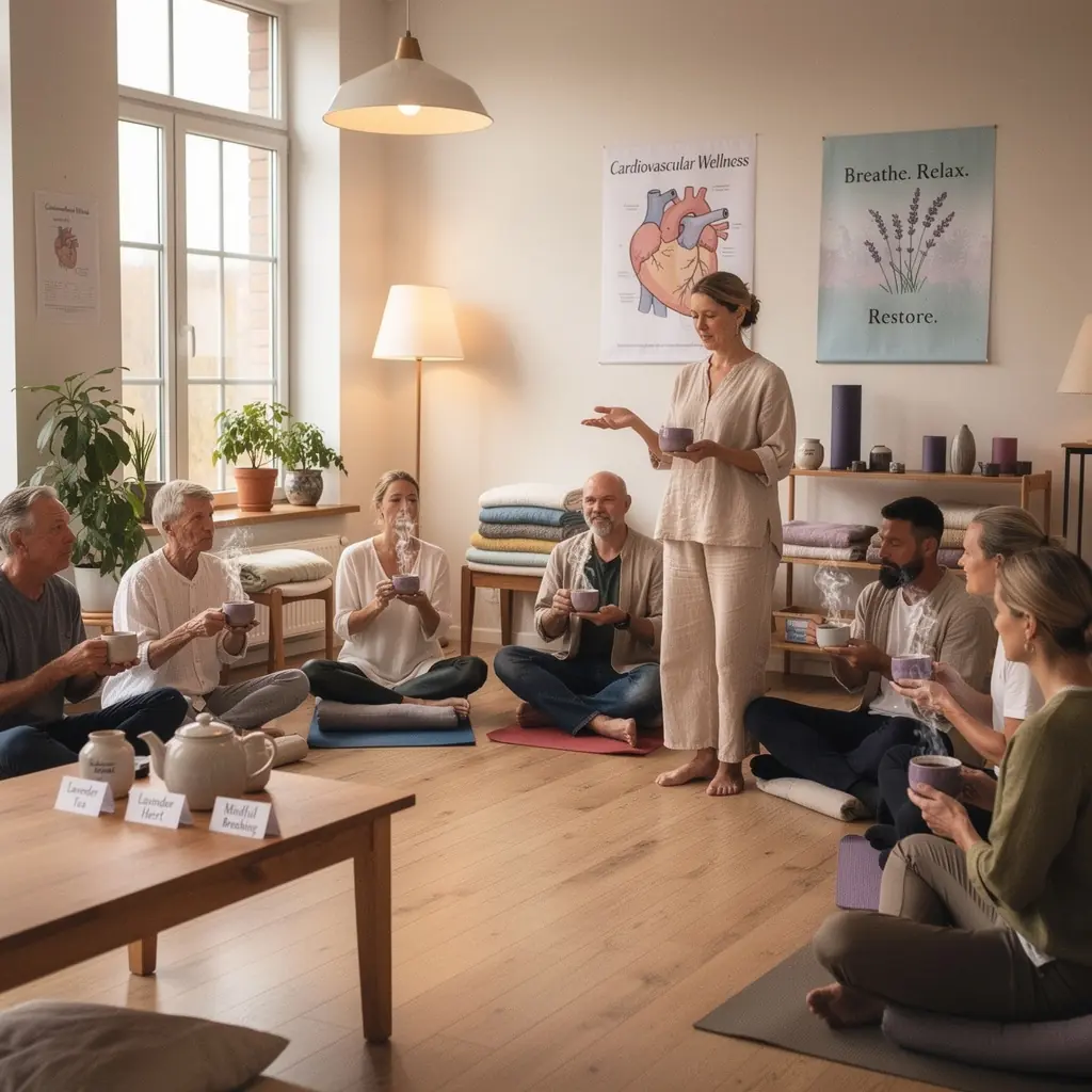 Natūrali levandų arbatos pakuotė su žaliais lapais.