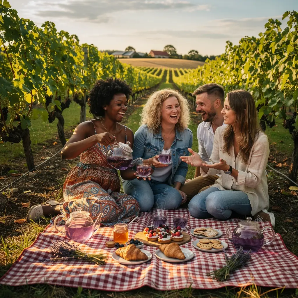 Minkštas levandų aromatas sklinda iš šilto arbatos puodelio.