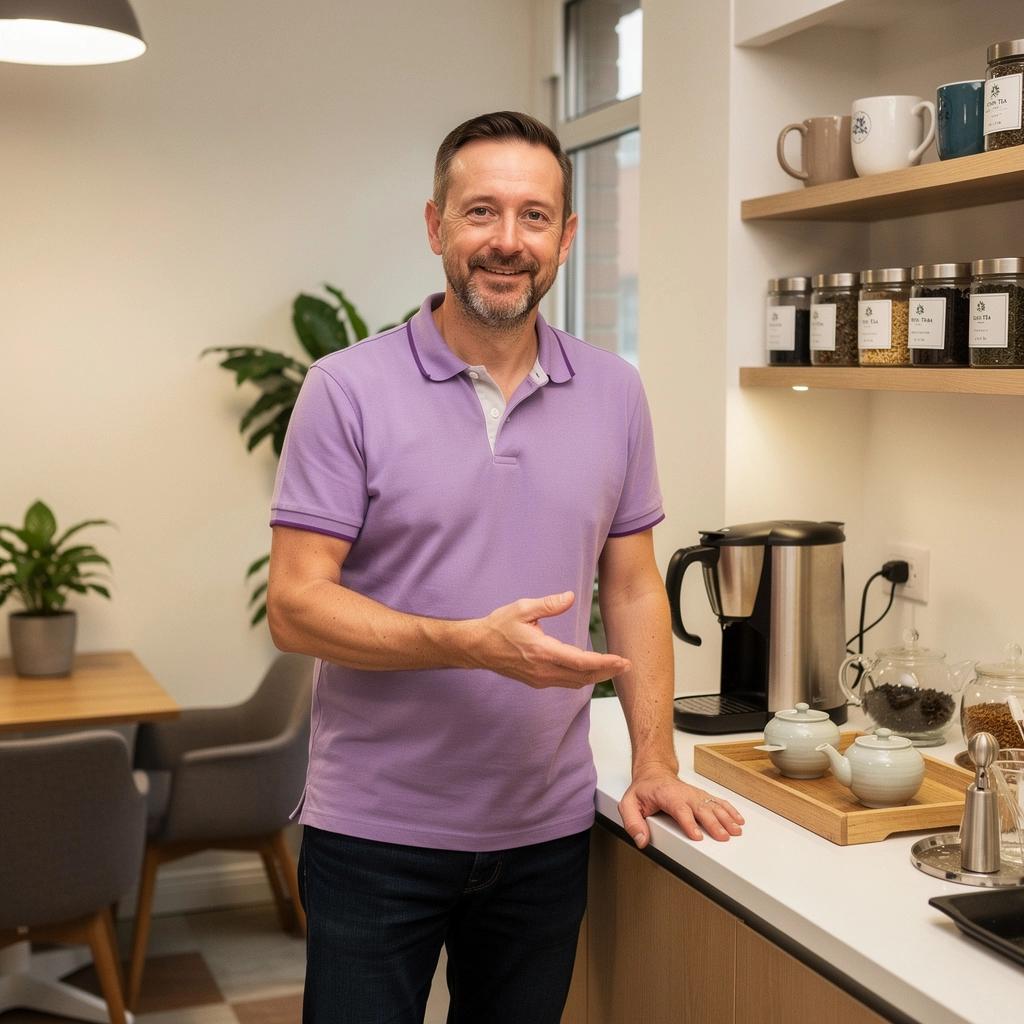 Žmonės, besimėgaujantys levandų arbata gamtoje.